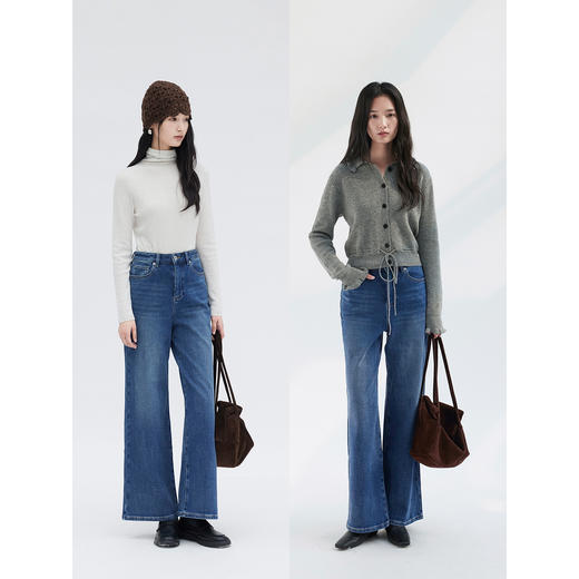 HeyDress复古水洗加绒修身牛仔裤 商品图2