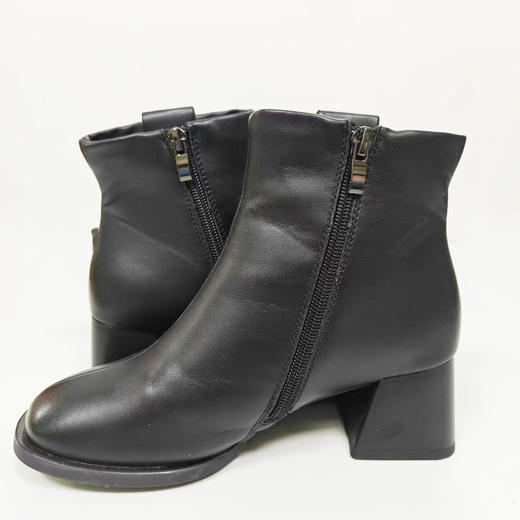 XY-头层羊皮女士时装靴秋冬季新款真皮高档皮靴气质方跟职业秀气中筒 49.00元 商品图5