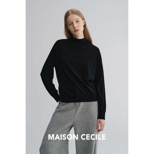 MAISON CECILE 四色|松弛感羊毛混纺极简半高领软糯针织打底上衣 商品图3