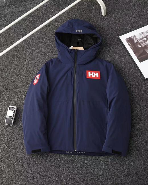 D120805秋冬红硅胶标连帽冲锋衣羽绒服男女同款情侣款 商品图5