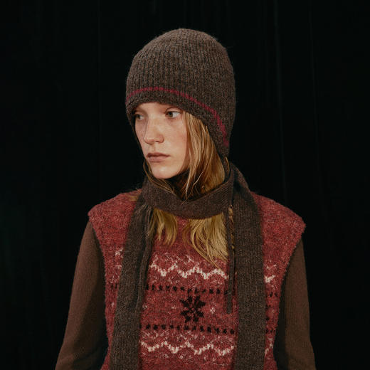 NUTH复古咖色系带护耳针织毛线帽女（发货时间同步天猫） 商品图1