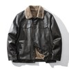 美式痞帅柔软水洗PU皮冬男复古休闲加绒保暖机车皮衣加厚夹克外套 商品缩略图4