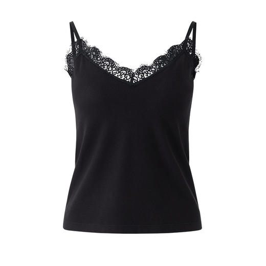 「自」全新升级【铂金会员119/天猫159/差价40】(10002)洛诗琳气质羽毛蕾丝吊带2025秋冬免穿文胸发热抗菌打底上衣 商品图4