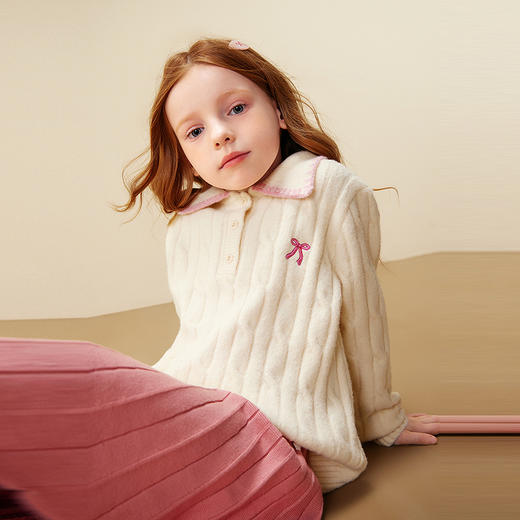 【亲子】迷你巴拉女童儿童母女毛衣2025冬甜美学院风polo翻领毛衫 商品图2