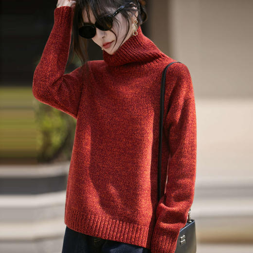 丁摩 高领法式高级感花纱100纯羊毛衫女  JJ-157 商品图3