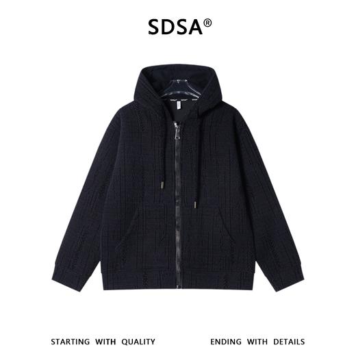 SDSA男士秋冬新款痞帅男装潮牌休闲提花撞色拉链抽绳连帽卫衣百搭 商品图0