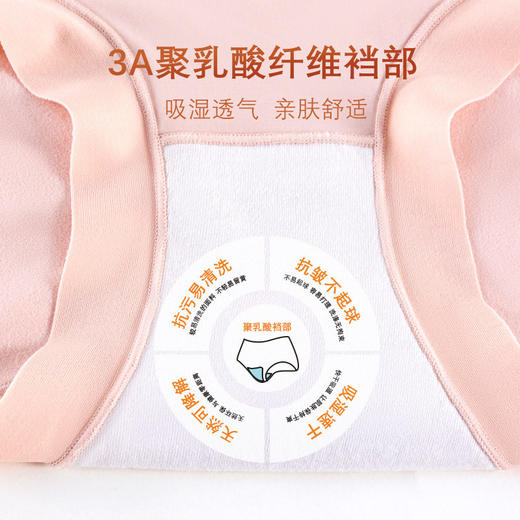 爆款聚乳酸透气抗菌无痕提臀女士内裤磨毛保暖高腰女生三角裤盒装6条 商品图3