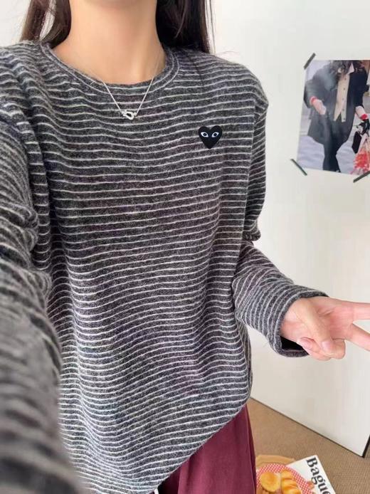 D120857亲肤不扎人兔毛细腻柔滑条纹打底衫 商品图11