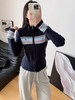 D120858冬季新款女子修身拼色拉链开衫外套编织衫毛衣 商品缩略图6