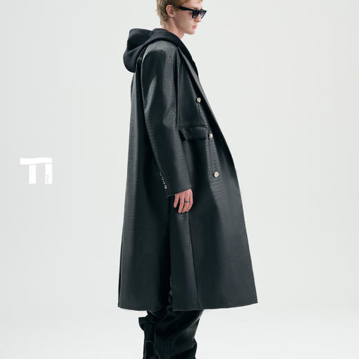 【私人定制-联系小启/小录】启世录TIWILLTANG“夜桁寂酩”权力轮廓冷铸黯曜屿辰型智轻奢大衣 商品图1