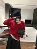 D120821新年红圣诞红复古绞花半拉链毛衣打底针织衫 商品缩略图11