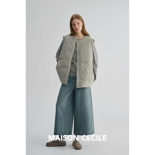MAISON CECILE 宽松休闲夹棉保暖廓形圆领拉链式叠穿棉服马甲 商品图1