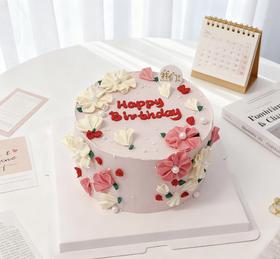 韩式裱花花朵蛋糕-低糖处理无添加