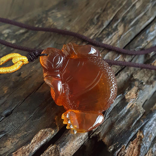 【天然正品】天然无杂裂瑞兽（招财纳福）墨西哥蓝珀吊坠项链37.1*25.5*33.5MM（皆取最大值）中性251125NJS24 特价 商品图6