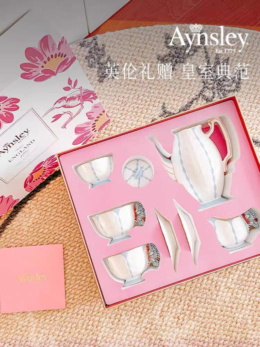 英国Aynsley安斯丽经典蝴蝶蓝色骨瓷咖啡杯碟礼盒下午茶茶具礼盒 商品图1