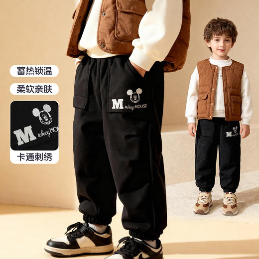 迪士尼男童黑色冬季梭织加绒长裤XD4DK049
 商品图1