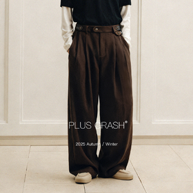 PLUS CRASH冬季加厚保暖老钱风奢雅羊毛混纺休闲长裤宽松男女同款