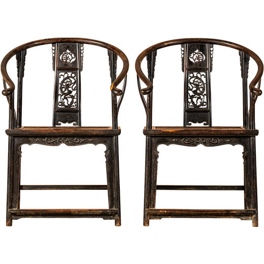 清	红木三攒靠背透雕螭龙纹圈椅（一对） 商品图5