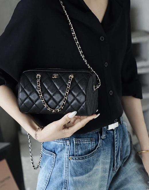 女款菱格金扣粒紋小牛皮單肩手提包he025 商品图4