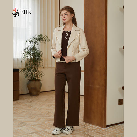 司歌弹力翻领长袖女外套单排扣秋冬B921067X 商品图1