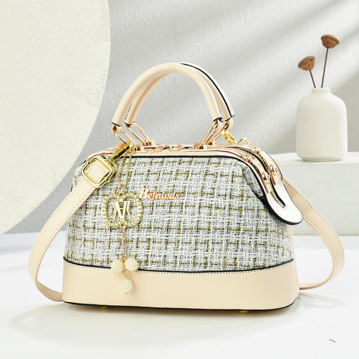 雀说 红色小香风女士手拎包高级感百搭单肩女包T0808 商品图3