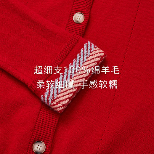 lost in echo2026早春新款时尚圣诞红三角图案修身保暖羊毛开衫女 商品图2