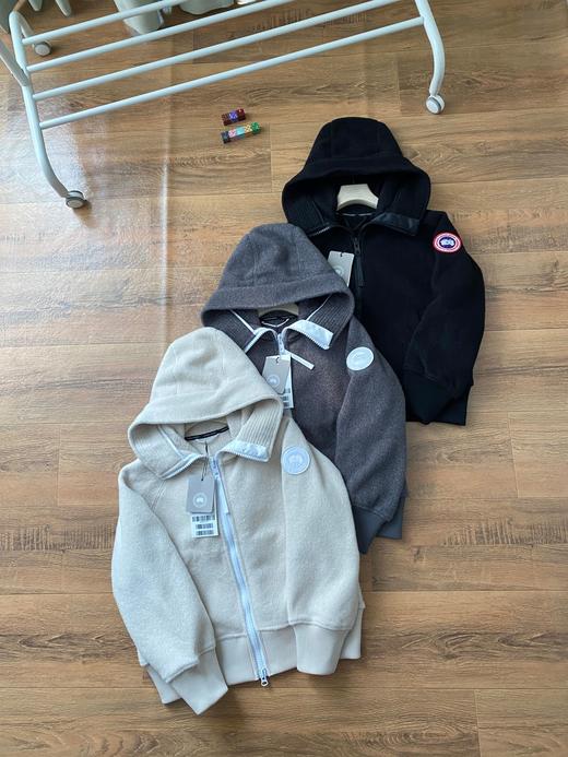 大鹅抓绒羊毛饰章连帽夹克外套 商品图4