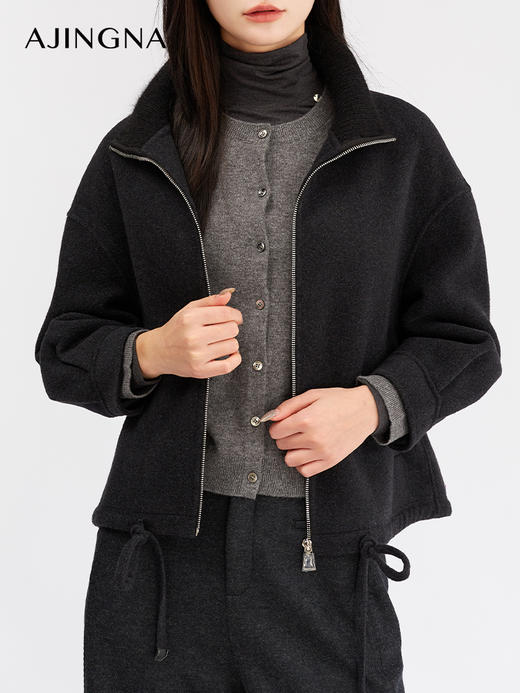 【商场同款】阿菁娜休闲立领山羊绒双面呢外套A30D511108 商品图1