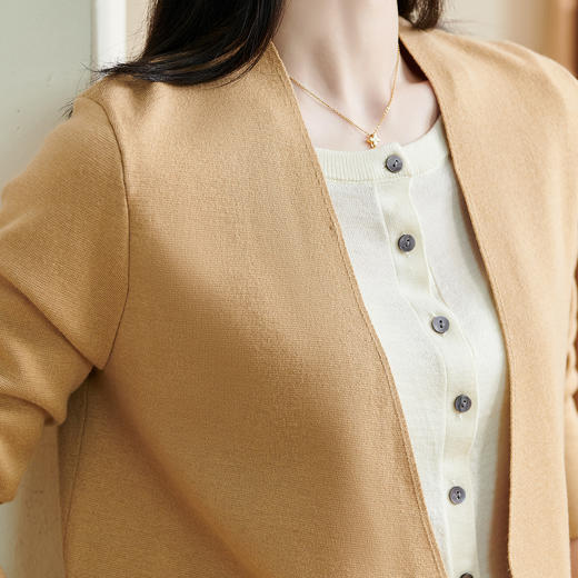 剩S/M/XL 米思阳2025冬季新款气质简约开衫短外套质感修身针织纯色上衣2343 商品图4