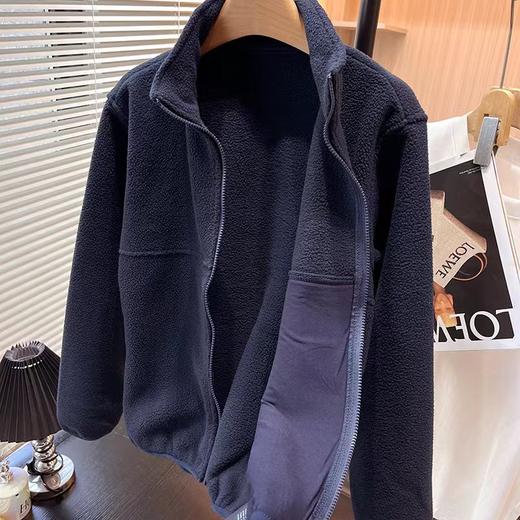 D120862美式复古羊羔毛立领外套bm风修身显瘦百搭开衫上衣女 商品图2