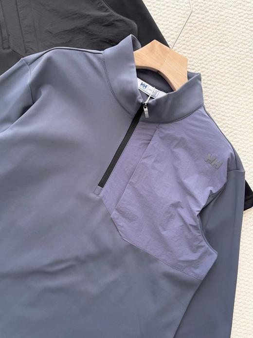 D120855男款运动舒适内里加绒保暖半拉链长袖T套头衫 商品图4