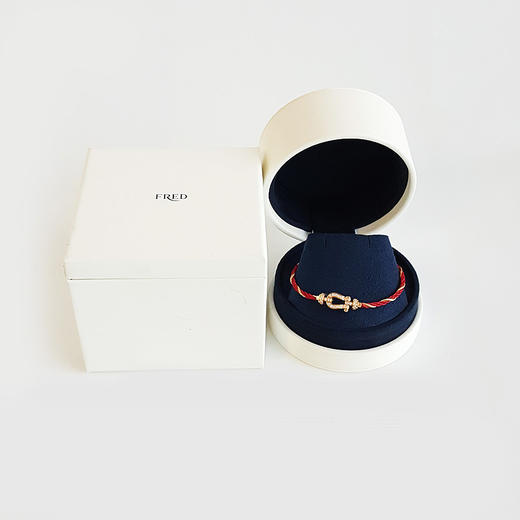 【95新FRED斐登Force 10系列中号玫瑰金满钻force 10马蹄扣手链链扣尺寸约20*10mm。玫瑰金链绳16号中性款 031125TJ22 商品图1