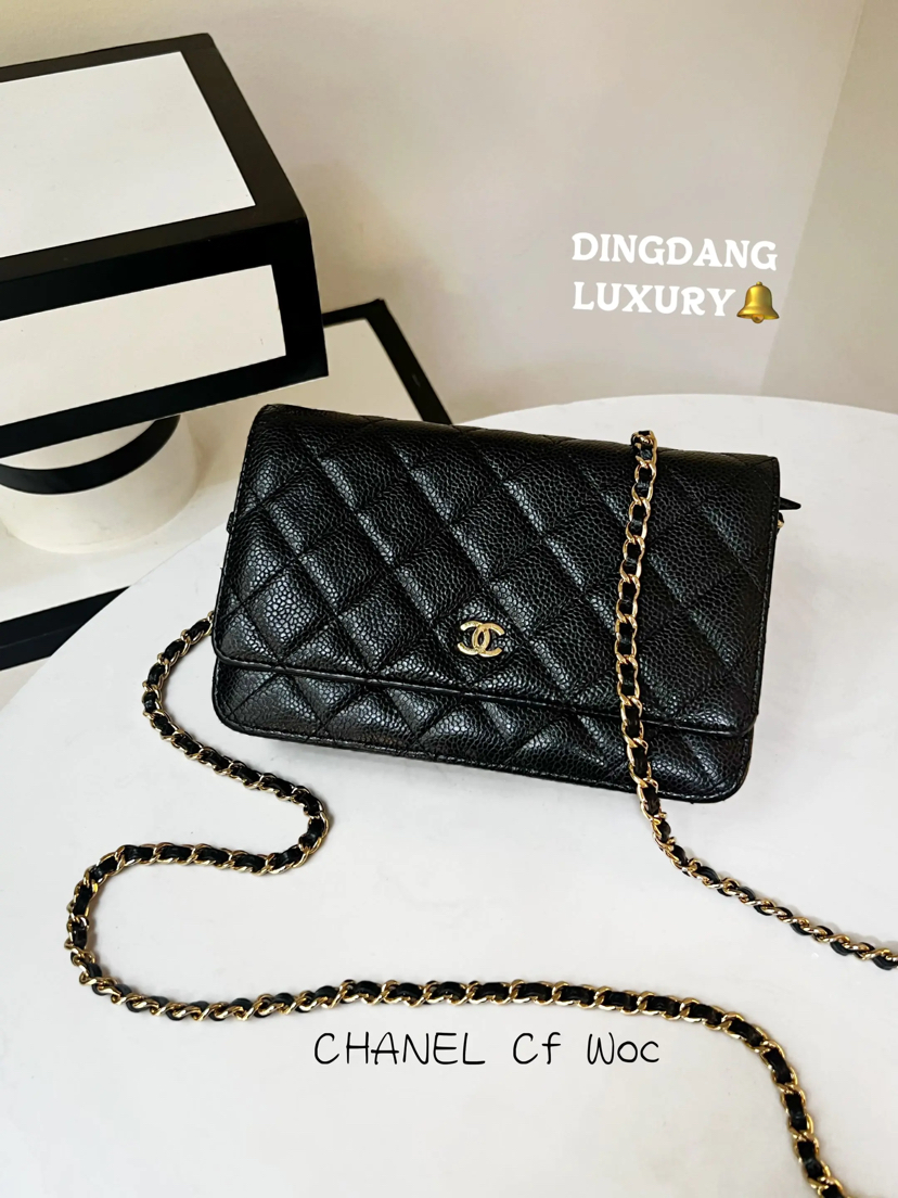 Chanel 黑金 荔枝纹牛皮 woc 链条包