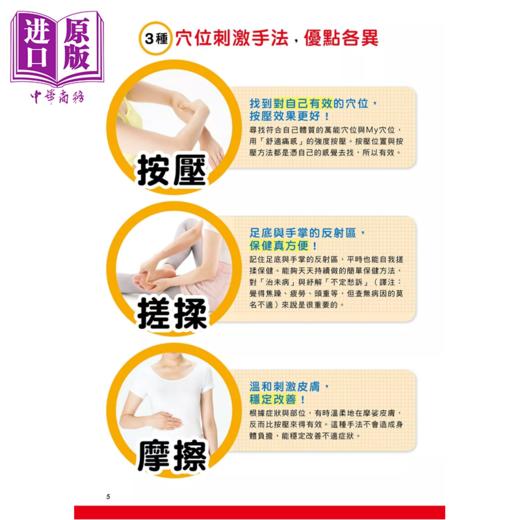 【中商原版】 全图解 穴位按摩对症手法 找到正确穴位 以有效手法创造舒适的痛感 	吉川信	养沛文化	港台原版 商品图2
