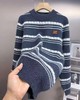 D120849秋冬条纹慵懒风宽松情侣款毛衣针织衫 商品缩略图4