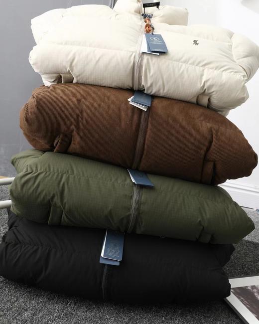 D120806格纹布长袖拉链灯芯绒立领羽绒服男女同款 商品图4