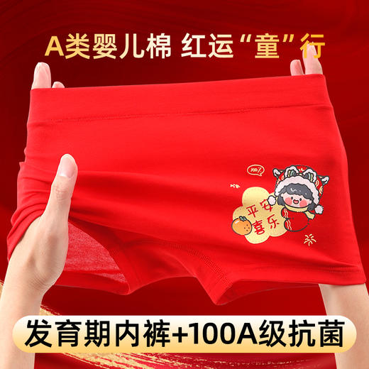 【秒杀】【5条装】2026年马年新年璐童梦儿童A类婴儿棉新年红内裤100A抗菌平角男女孩宝宝中大童四角小童透气短裤xl-4xl 商品图4
