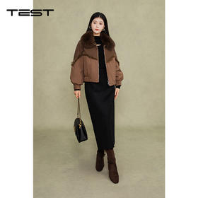 冬上新轻奢棕狐狸毛领皮草拼接鹅绒服2254165