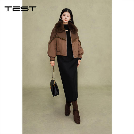 冬上新轻奢棕狐狸毛领皮草拼接鹅绒服2254165 商品图0