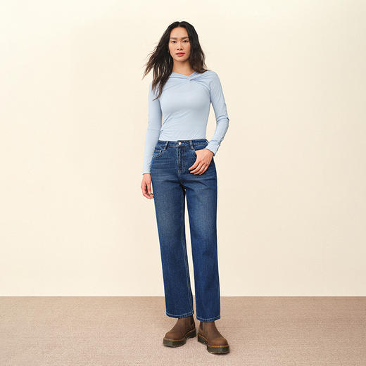 【烟管裤】simplepieces秋新款SPS牛仔裤女四面弹九分窄版直筒裤 商品图2