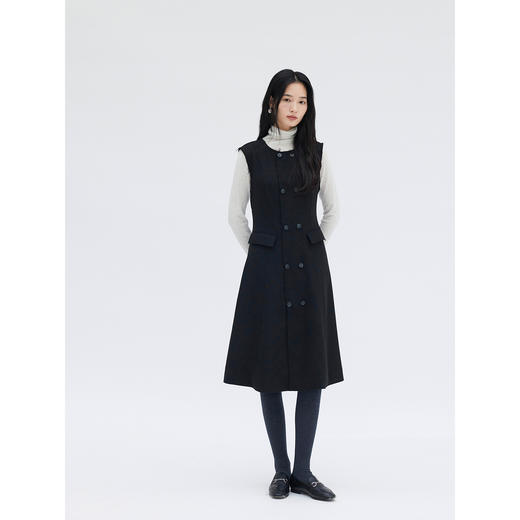 HeyDress无袖收腰毛呢连衣裙 商品图3