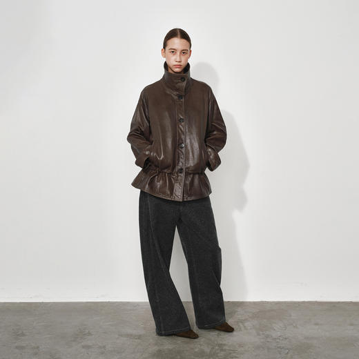 NUTH100%绵羊皮真皮皮衣宽松中长款束腰皮衣外套女 商品图4