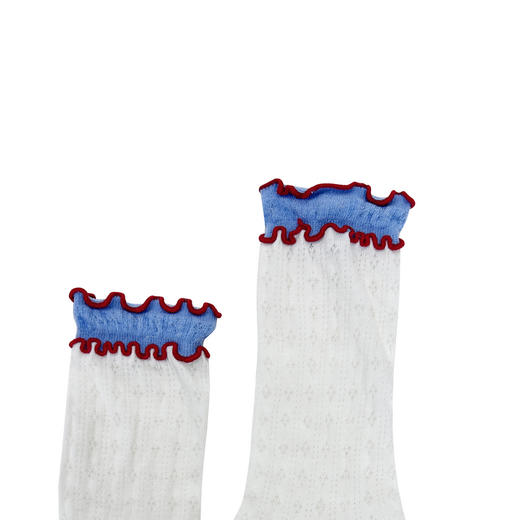 谜底中筒袜2026年春季新品显瘦竖条纹撞色木耳边袜子女261MQ0408 商品图1