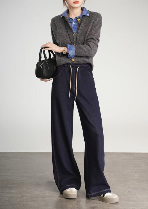 一条过冬！加绒加厚复古明显牛仔阔腿裤！ 商品图1