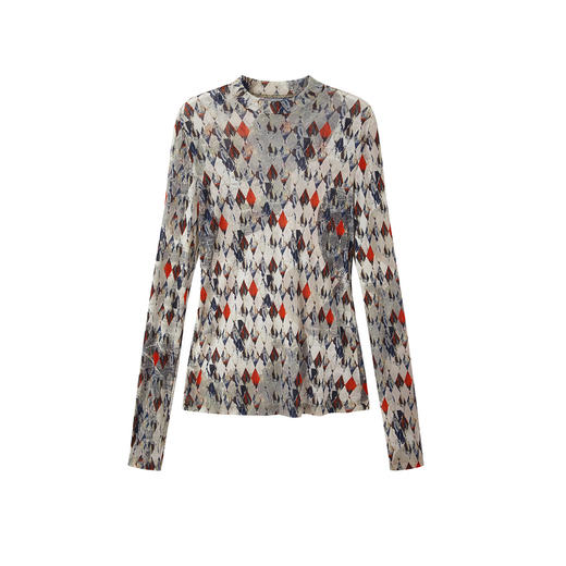 谜底印花弹力打底衫T恤长袖2026春季新品亲肤柔软修身女261MT0002 商品图4