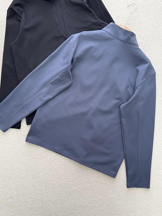 D120855男款运动舒适内里加绒保暖半拉链长袖T套头衫 商品图5