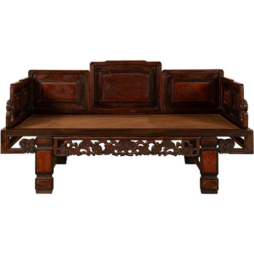 清	红木镶瘿木灵芝纹七屏式罗汉床 商品图5