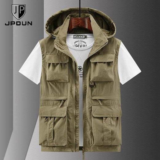 男士薄款休闲马甲春秋季男女同款多口袋工装大码坎肩连帽背心 商品图0