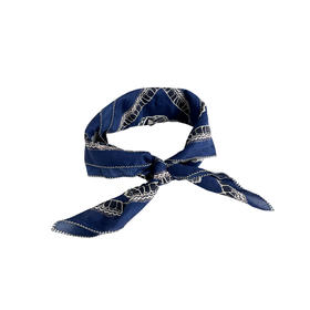 谜底方巾2026春季新品航海风深蓝底色氛围感头巾丝巾女261MQ0407