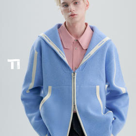 启世录TIWILLTANG“钰珏净谧”航迹翎线领间昭熙条纹解构撞色开衫